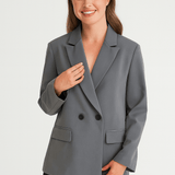 Grå dobbeltknappet blazer til kvinder – elegant og professionel