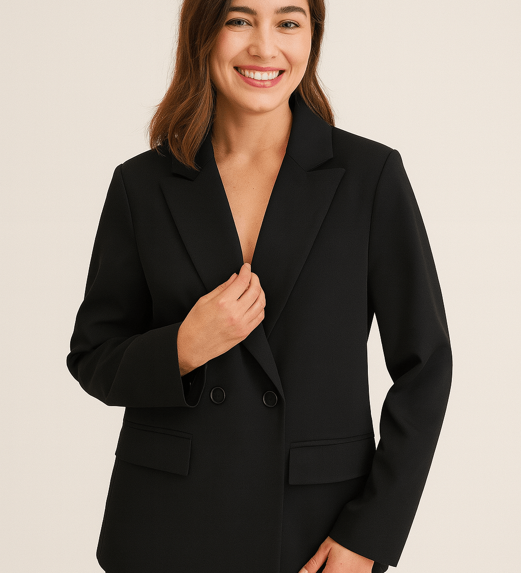Grå dobbeltknappet blazer til kvinder – elegant og professionel
