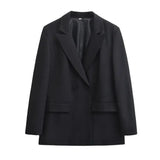 Grå dobbeltknappet blazer til kvinder – elegant og professionel