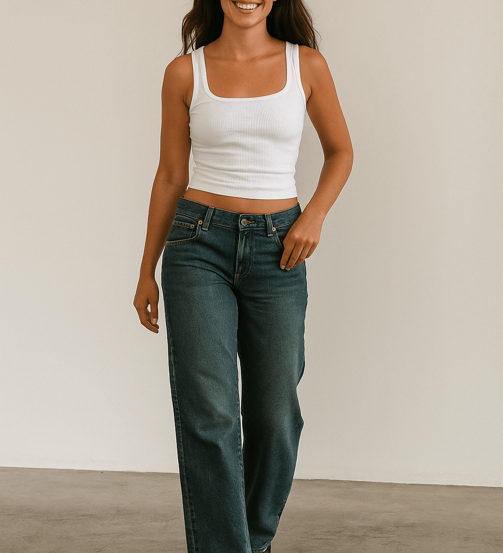 Straight-leg jeans med midtalje – afslappet pasform til hverdagen