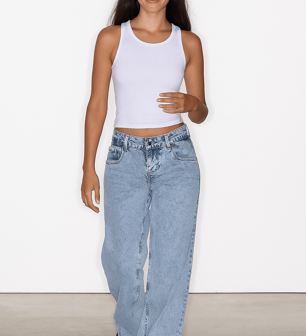 Straight-leg jeans med midtalje – afslappet pasform til hverdagen