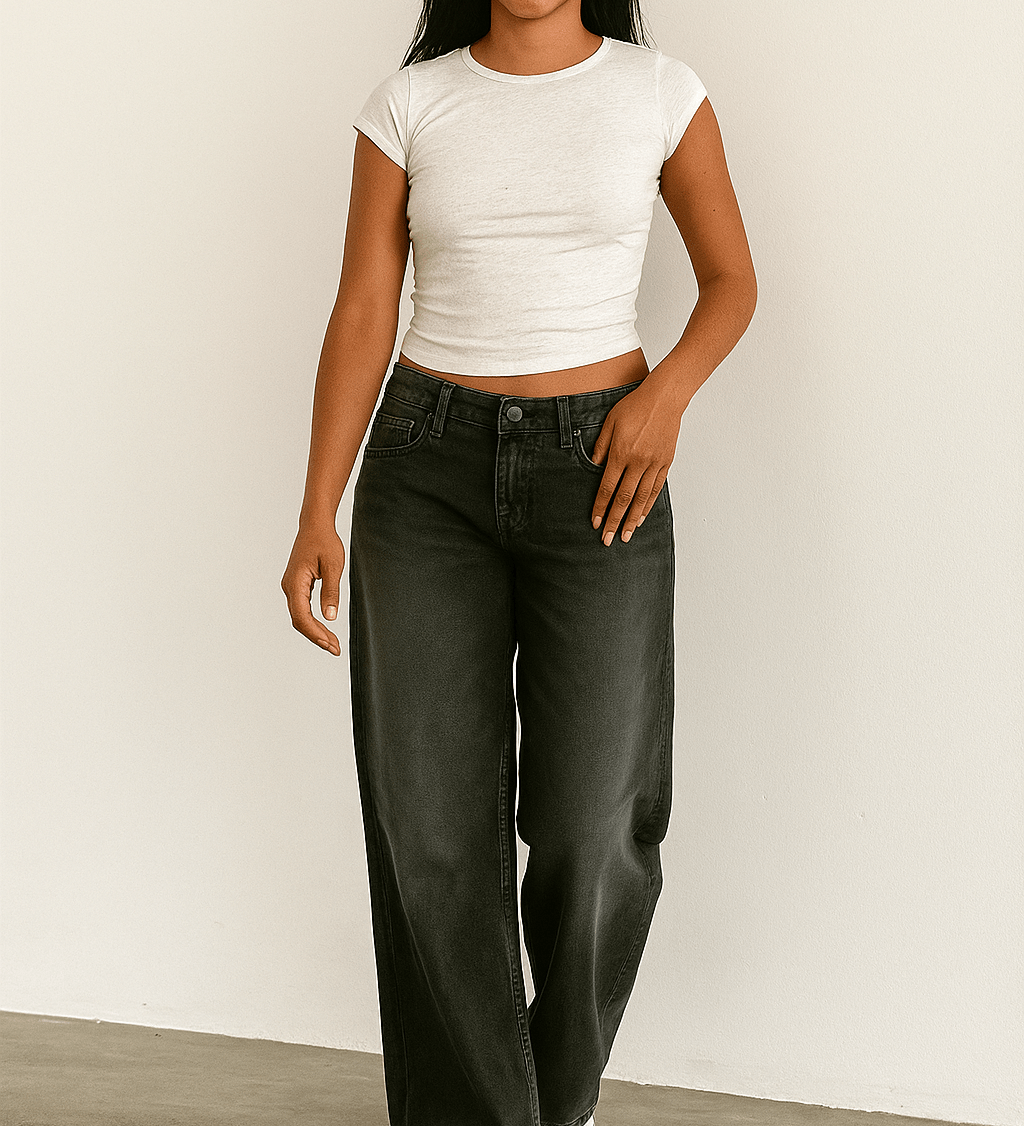 Straight-leg jeans med midtalje – afslappet pasform til hverdagen