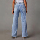 Højtaljede wide-leg jeans med synlige sømme – trendy og flatterende