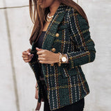 Ternet blazer med guldknapper og klassisk snit