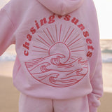 Oversize hoodie til kvinder med strandinspireret print