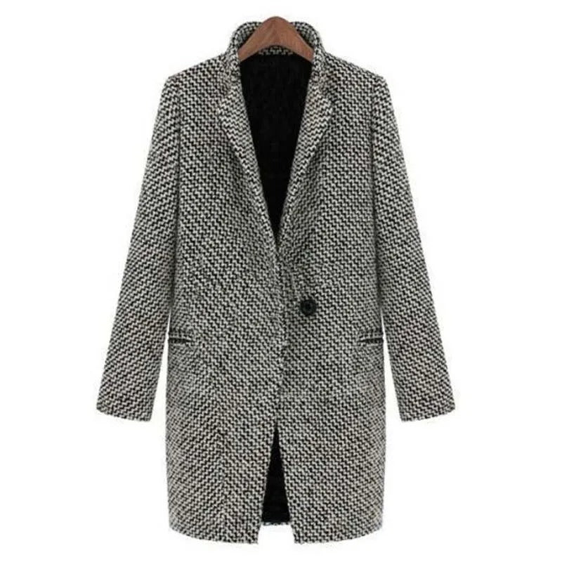 Elegant Tweed Blazerfrakke til Tidløst Hverdagslook