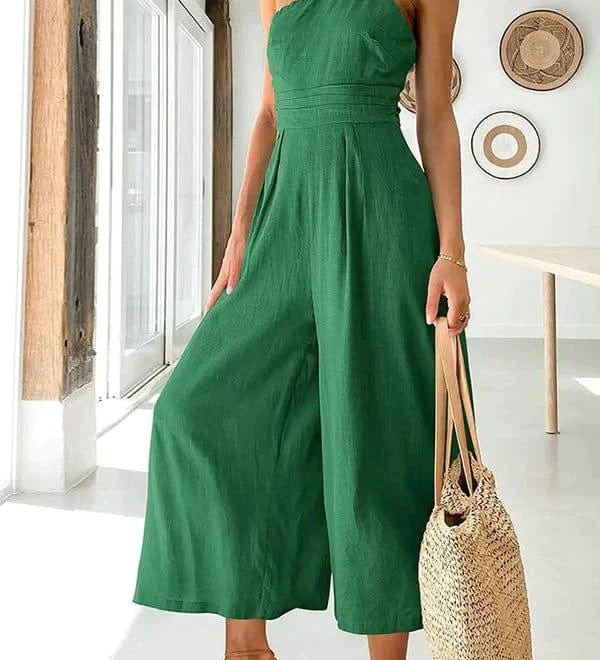 Asymmetrisk Jumpsuit med Én Skulder og Vide Ben