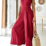 Asymmetrisk Jumpsuit med Én Skulder og Vide Ben