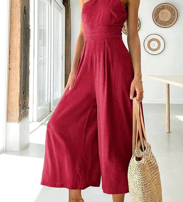 Asymmetrisk Jumpsuit med Én Skulder og Vide Ben