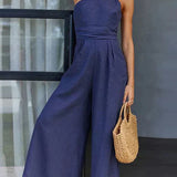 Asymmetrisk Jumpsuit med Én Skulder og Vide Ben