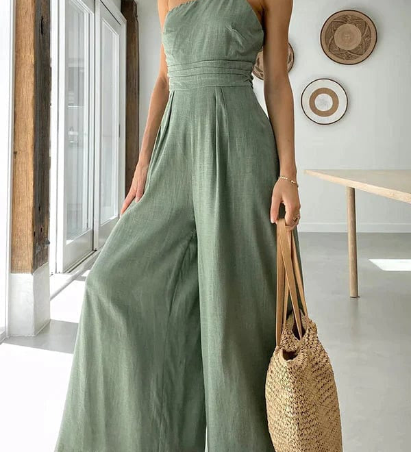 Asymmetrisk Jumpsuit med Én Skulder og Vide Ben