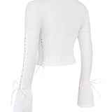 Corset Top med Snørelukning – Elegant Boheme Bluse