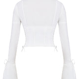 Corset Top med Snørelukning – Elegant Boheme Bluse