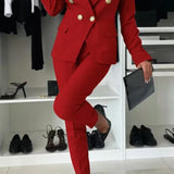 Elegant Jakkesæt med Blazer og Bukser – Feminint og Moderne Look