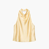 Halterneck top i satinlook med elegant fald