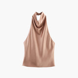 Halterneck top i satinlook med elegant fald