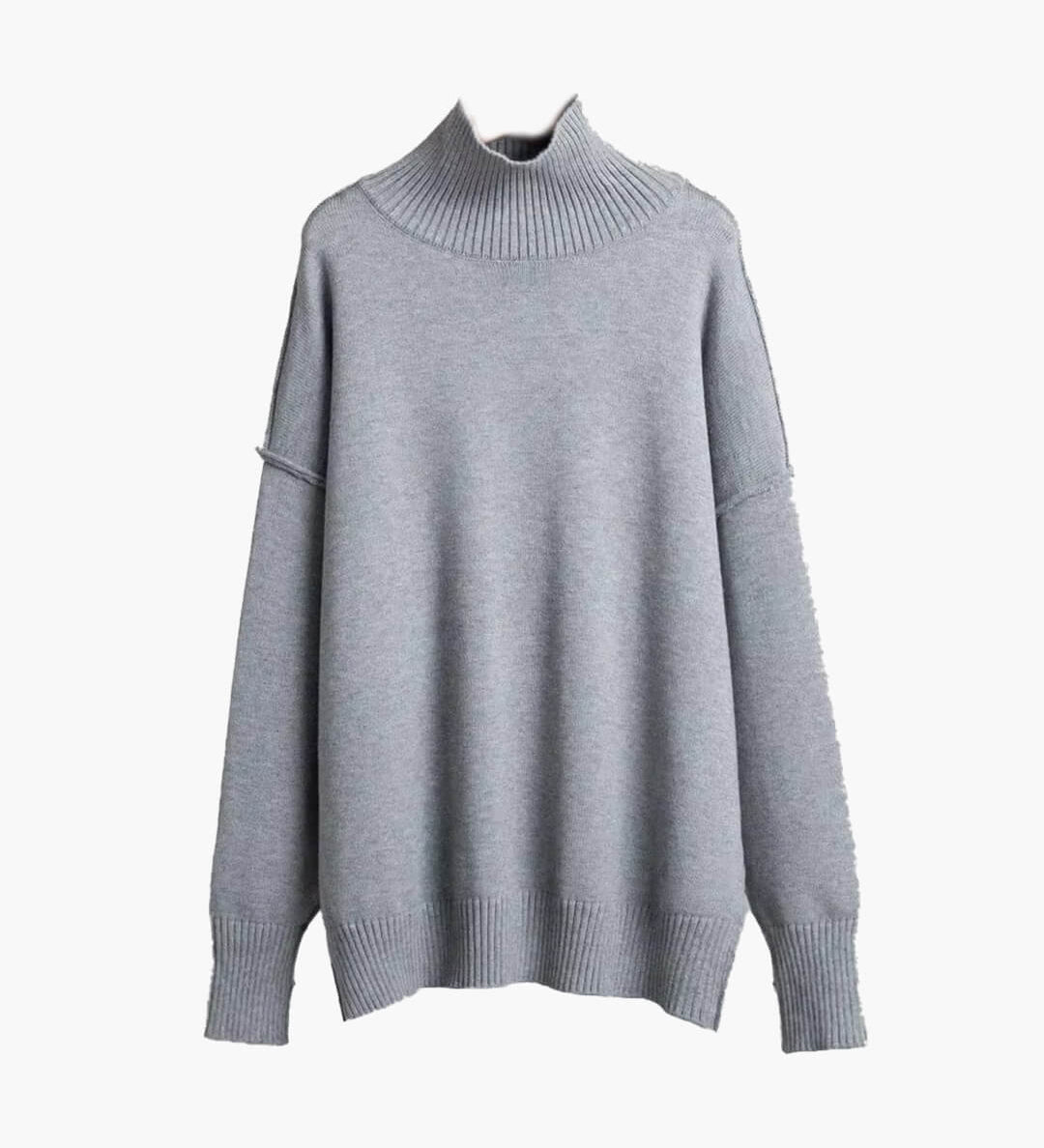 Oversized striktrøje med høj hals og blød komfort