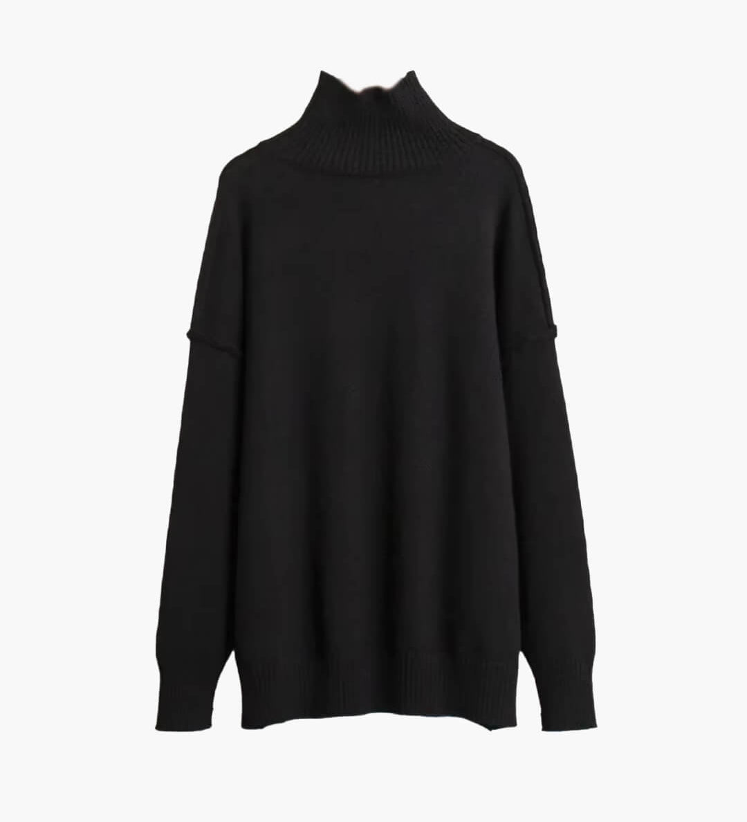 Oversized striktrøje med høj hals og blød komfort