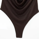 Halterneck bodystocking med dyb udskæring og elegant fald