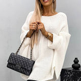 Oversized Strikbluse med Flagermusærmer