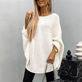 Oversized Strikbluse med Flagermusærmer