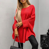 Oversized Strikbluse med Flagermusærmer