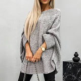 Oversized Strikbluse med Flagermusærmer
