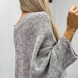 Oversized Strikbluse med Flagermusærmer
