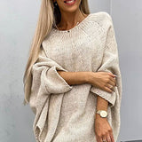 Oversized Strikbluse med Flagermusærmer