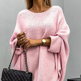 Oversized Strikbluse med Flagermusærmer