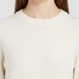 Klassisk Strikket Dame Sweater med Rund Hals
