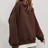 Oversized Sweatshirt med Rund Hals og Afslappet Pasform