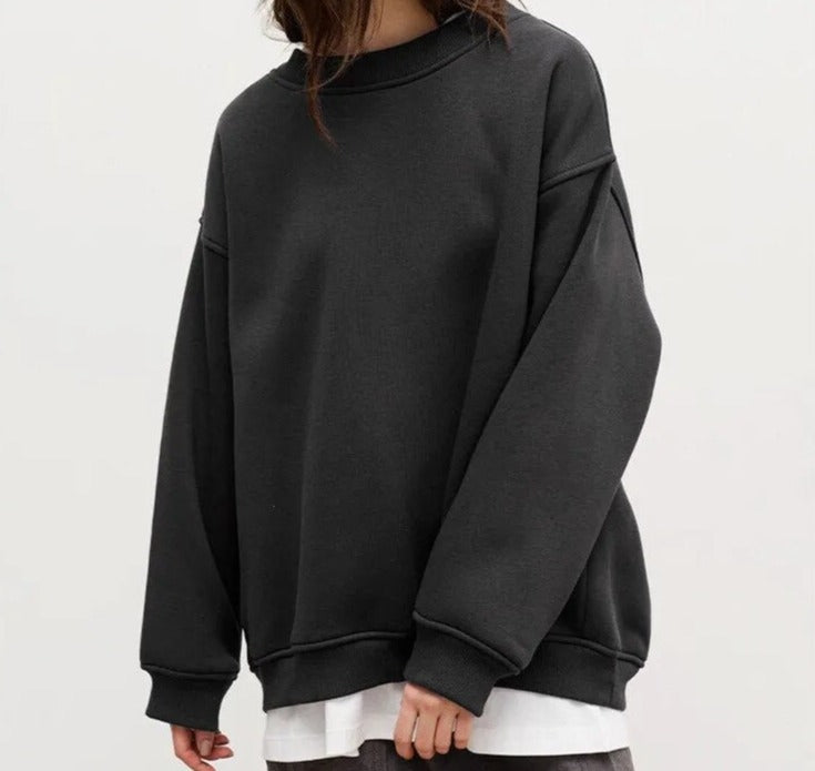 Oversized Sweatshirt med Rund Hals og Afslappet Pasform