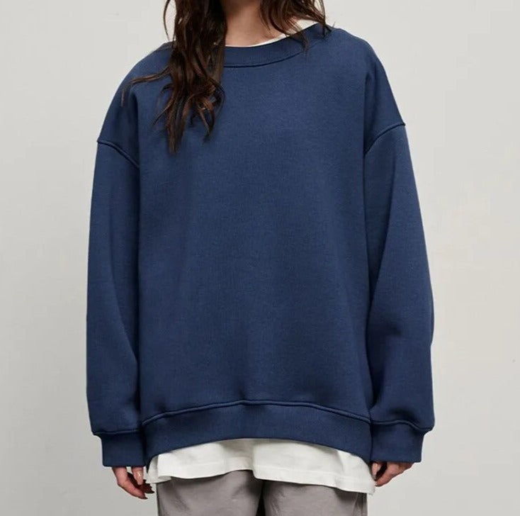 Oversized Sweatshirt med Rund Hals og Afslappet Pasform