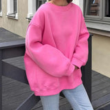 Oversized Sweatshirt med Rund Hals og Afslappet Pasform